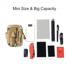 Black Portable Outdoor Tactical Pocket Bag Mobile Phone Waist Bag Wearing Belt Running Multi-functional Bag for Camping Hiking Fishing