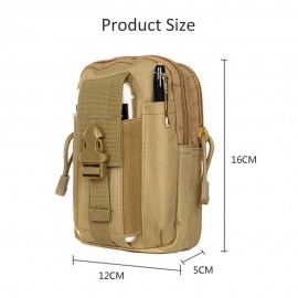 Black Portable Outdoor Tactical Pocket Bag Mobile Phone Waist Bag Wearing Belt Running Multi-functional Bag for Camping Hiking Fishing