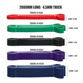 208cm Resistance Loop Band Natural Latex Yoga Strength Training Stretch Band Home Gym Fitness Exercise Workout Elastic Band with Carry Bag