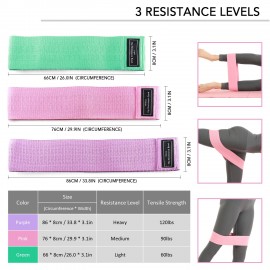 3pcs Fabric Resistance Glute Bands for Legs and Butt Hip Workout Exercise Bands with Spiky Massage Ball and Carry Bag Yoga Pilates Strength Training