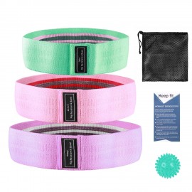 3pcs Fabric Resistance Glute Bands for Legs and Butt Hip Workout Exercise Bands with Spiky Massage Ball and Carry Bag Yoga Pilates Strength Training