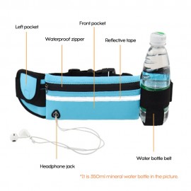 Running Waist Bag with Bottle Holder Sports Travel Portable Gym Bag Hold Water for Men Women (Black)