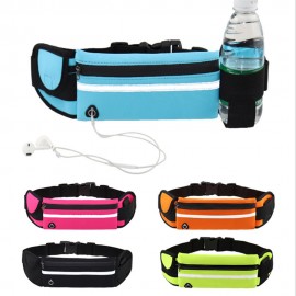 Running Waist Bag with Bottle Holder Sports Travel Portable Gym Bag Hold Water for Men Women (Black)