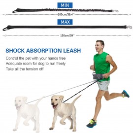 Hands Free Dog Leash Waist Bag Reflective Waist Pouch with Retractable Bungees Poop Bag Dispenser Pouch Adjustable Waist Belt for Training Walking Jogging and Running Your Pet