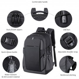 Laptop Backpack Water Resistant Business Travel Bag with USB Charging Port Anti-Theft College School Computer Backpack Travel Casual Hiking Daypack 17 Inch Computer