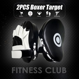 2PCS Boxer Target Curved Focus Punch Mitt Kickboxing Muay Thai Target Fitness Training Target Black and White