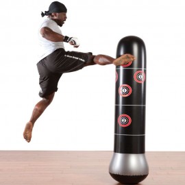 Fitness Punching Bag Inflatable Punching Tower Bag 150cm/4.9ft Freestanding Kicking Bag Boxing Bag De-Stress Boxing Target Bag with Air Pump for Kids Adults