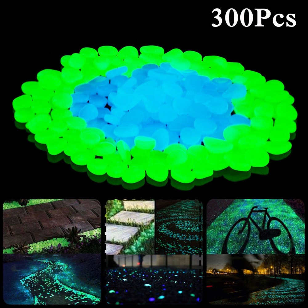 300Pcs Glowing Rocks Outdoor Glow Decorative Stones Garden Yard Lawn Luminous Pebbles