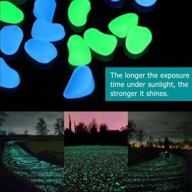 300Pcs Glowing Rocks Outdoor Glow Decorative Stones Garden Yard Lawn Luminous Pebbles