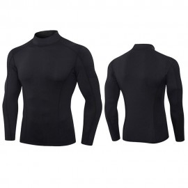 Men Sport Shirts Long Sleeved T-shirt Turtleneck Quick-Dry Performance Athletic Gym Running Workout Training Tees Casual Tops