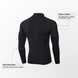 Men Sport Shirts Long Sleeved T-shirt Turtleneck Quick-Dry Performance Athletic Gym Running Workout Training Tees Casual Tops