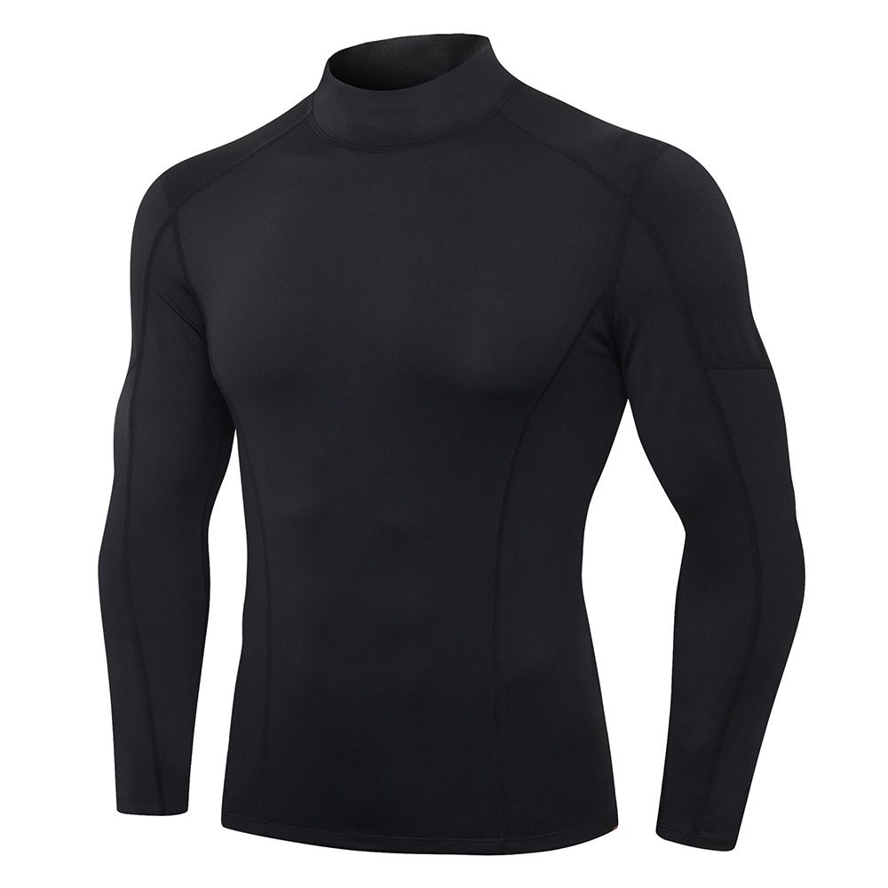 Men Sport Shirts Long Sleeved T-shirt Turtleneck Quick-Dry Performance Athletic Gym Running Workout Training Tees Casual Tops