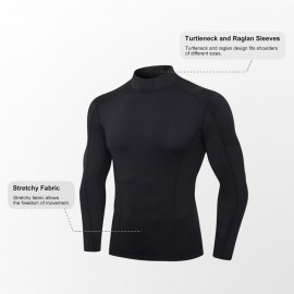 Men Sport Shirts Long Sleeved T-shirt Turtleneck Quick-Dry Performance Athletic Gym Running Workout Training Tees Casual Tops