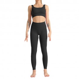 Women Fitness Sets Bra Crop Top + Pants Quickly-dry Yoga Gym Sports Set Hollow Out Workout Athletic Suit