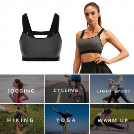 Fitness Women Yoga Bras Tank Top Padded Workout Vest Backless Racerback Splice Color Running Gym Push Up Sport Brassiere