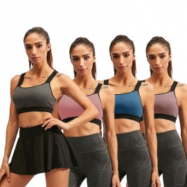 Fitness Women Yoga Bras Tank Top Padded Workout Vest Backless Racerback Splice Color Running Gym Push Up Sport Brassiere