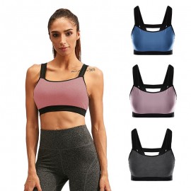 Fitness Women Yoga Bras Tank Top Padded Workout Vest Backless Racerback Splice Color Running Gym Push Up Sport Brassiere