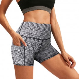 Fashion Women Yoga Fitness Sports Shorts Stretch Side Pockets High Waist Running Workout Training Short Pants Tights