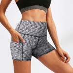 Fashion Women Yoga Fitness Sports Shorts Stretch Side Pockets High Waist Running Workout Training Short Pants Tights