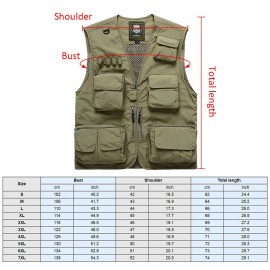 Men Vest Mesh Jackets with Pockets V-Neck Sleeveless Outdoor Work Fishing Photo Camping