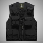 Men Vest Mesh Jackets with Pockets V-Neck Sleeveless Outdoor Work Fishing Photo Camping