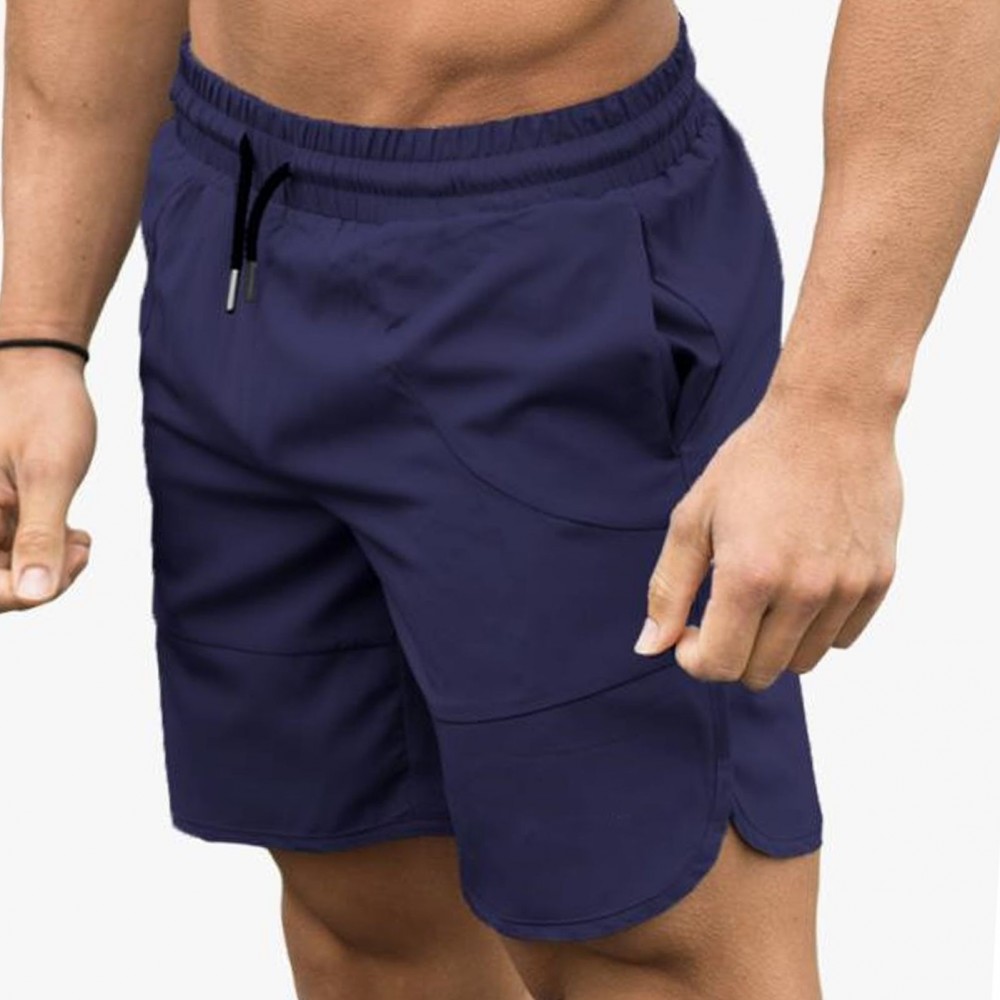 Men Sports Shorts Drawstring Elastic Waist Side Pockets Breathable Quick-Drying Running Shorts