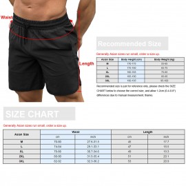 Men Sports Shorts Drawstring Elastic Waist Side Pockets Breathable Quick-Drying Running Shorts