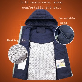 Fashion Men Winter Electric Heating Vest USB Charging Splicing Hooded Zipper Pocket Thermal Warm Casual Waistcoat Outerwear