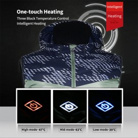 Fashion Men Winter Electric Heating Vest USB Charging Splicing Hooded Zipper Pocket Thermal Warm Casual Waistcoat Outerwear