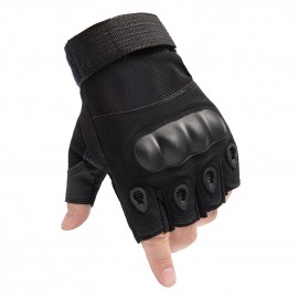 Fingerless Gloves with Hard Knuckle Anti-Slip Adjustable Half Finger Sports Gloves for Fitness Climbing Hiking Cycling