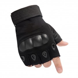 Fingerless Gloves with Hard Knuckle Anti-Slip Adjustable Half Finger Sports Gloves for Fitness Climbing Hiking Cycling