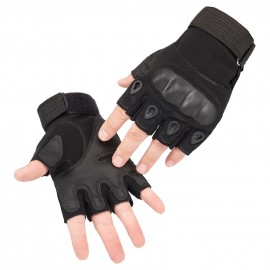 Fingerless Gloves with Hard Knuckle Anti-Slip Adjustable Half Finger Sports Gloves for Fitness Climbing Hiking Cycling