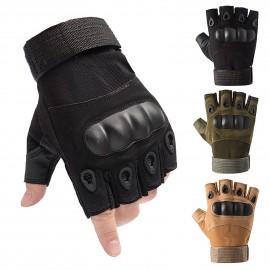 Fingerless Gloves with Hard Knuckle Anti-Slip Adjustable Half Finger Sports Gloves for Fitness Climbing Hiking Cycling