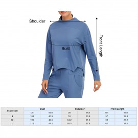 Women Sweatshirt O-Neck Long Sleeves Asymmetrical Hem Quick-Dry Running Fitness Gym Sportswear Solid Loose Lounging Tops