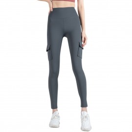 Women Leggings Cargo Pants High Waist Multi-Pocket Yoga Fitness Gym Athletic Sportswear Solid Bodycon Pants