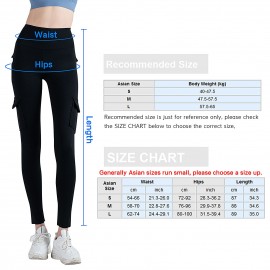 Women Leggings Cargo Pants High Waist Multi-Pocket Yoga Fitness Gym Athletic Sportswear Solid Bodycon Pants