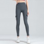 Women Leggings Cargo Pants High Waist Multi-Pocket Yoga Fitness Gym Athletic Sportswear Solid Bodycon Pants