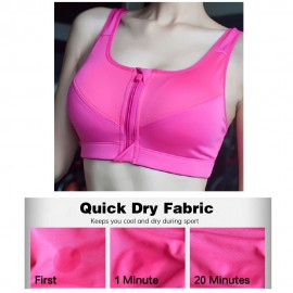 Women Sports Bra Zip Front Moisture-wicking Shockproof Adjustable Padded Crop-Top Tank-Top Underwear Yoga Workout Fitness Running