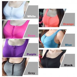 Women Sports Bra Zip Front Moisture-wicking Shockproof Adjustable Padded Crop-Top Tank-Top Underwear Yoga Workout Fitness Running