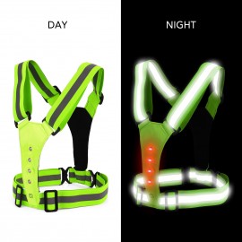 High Visibility LED Reflective Vest Night Safety Belt Gear for Running Cycling Walking Motorcycle