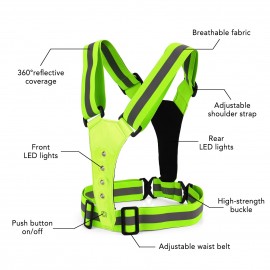 High Visibility LED Reflective Vest Night Safety Belt Gear for Running Cycling Walking Motorcycle