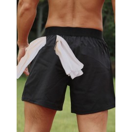 Men Sport Shorts Elastic Waist Pocket Towel Loop Running Basketball Gym Athletic Loose Fit Quick-dry Casusal Shorts