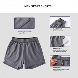 Men Sport Shorts Elastic Waist Pocket Towel Loop Running Basketball Gym Athletic Loose Fit Quick-dry Casusal Shorts