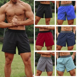 Men Sport Shorts Elastic Waist Pocket Towel Loop Running Basketball Gym Athletic Loose Fit Quick-dry Casusal Shorts