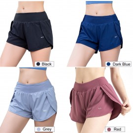 Women 2 in 1 Running Shorts Quick-Dry Sport Active Workout Gym Yoga Shorts with Pocket