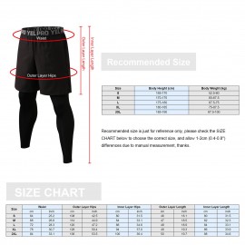 Men 2-in-1 Running Pants Elastic Waist Pockets Stretchy Moisture-wicking Leggings Athletic Workout Tights