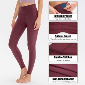 Women Fleece Legging Pocket Quick Dry High Waisted Sport Running Yoga Pants