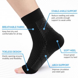 Toless Ankle Protective Sock High Elastic Pressure Support Stocking Ankle Brace Relief Support Socks