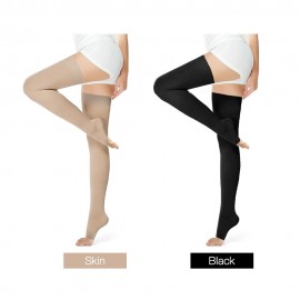 Thigh High Stocking Open Toe Socks Pressure Support Hose Anti-Slide Silicone Dot High Elastic Stocking