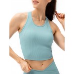 Women Yoga Tank Tops with Built in Bra Crop Sports Vests for Workout Running Gym Home